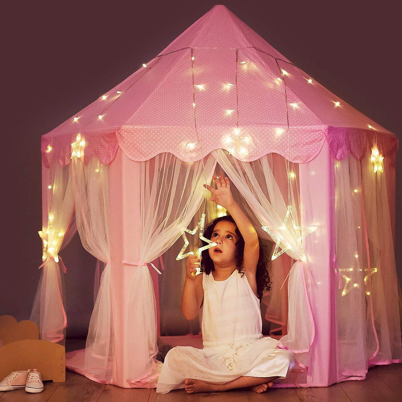 Princess Castle Play Tent with Star Light for Girls - smartishTrend