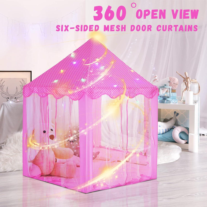 Princess Castle Play Tent with Star Light for Girls - smartishTrend