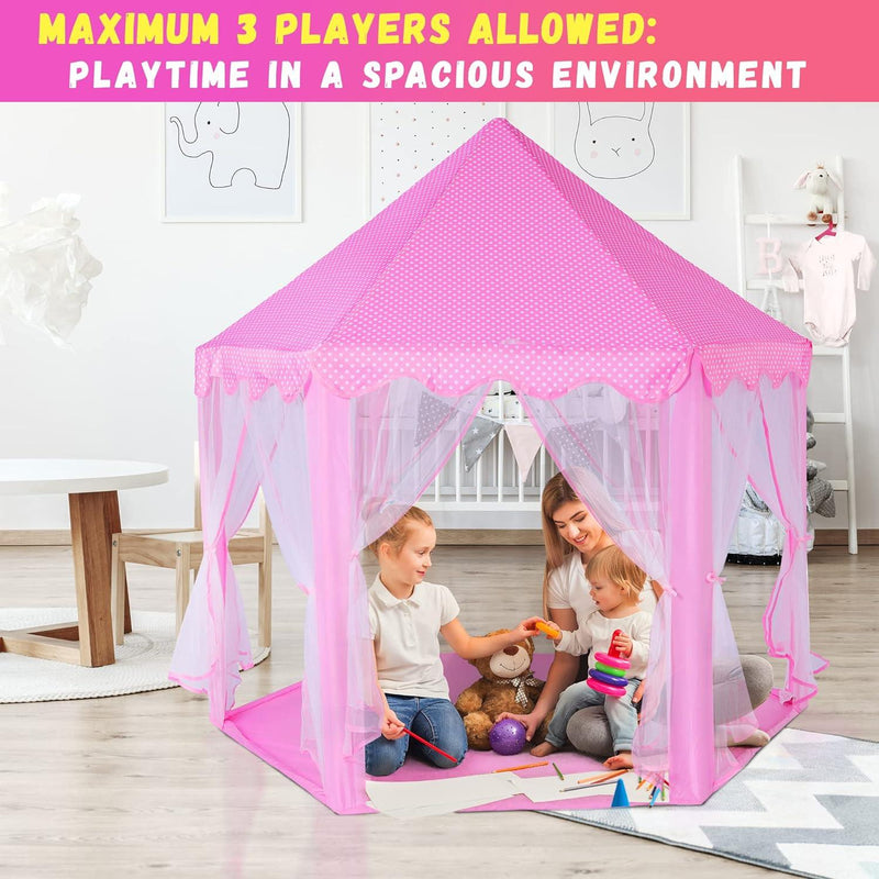 Princess Castle Play Tent with Star Light for Girls - smartishTrend