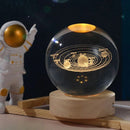 3D Galaxy Solar System Crystal Ball Night Light with Wooden Base