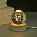 3D Galaxy Solar System Crystal Ball Night Light with Wooden Base